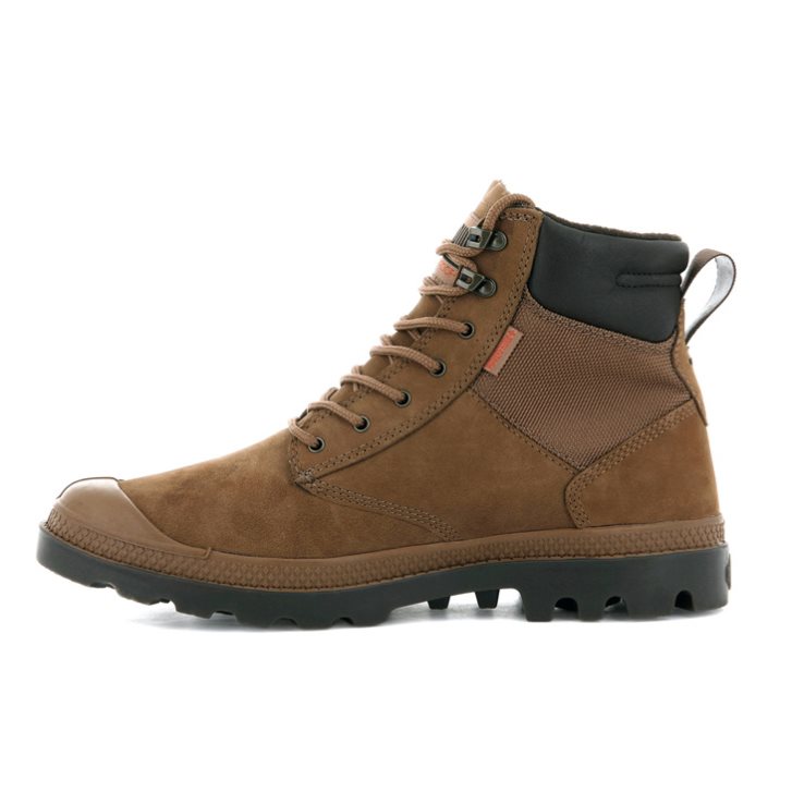 Palladium Pampa Shield WP+ LUX Men's Boots Brown | UK B652-WMJ